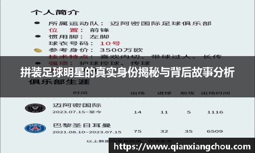 拼装足球明星的真实身份揭秘与背后故事分析